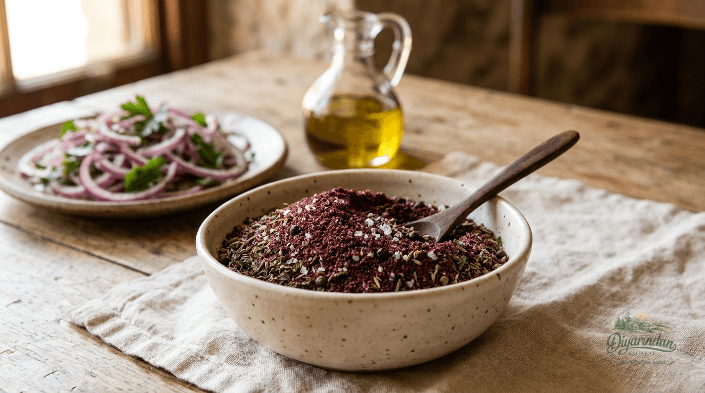 Diyarından Baharat markasının özenle hazırladığı Çoban / Soğan Salatası Baharatı karışımının şık sunumu.